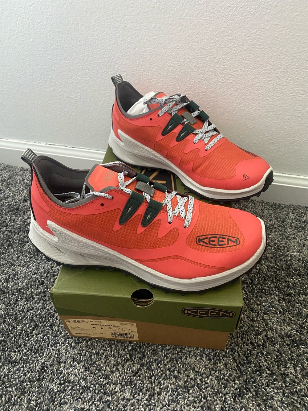 NEW Keen Zionic Speed Hike Running Shoe - Ember Glow / Sea Moss